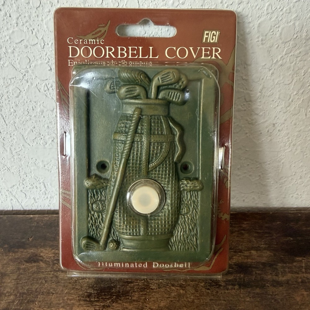 FIGI Ceramic Doorbell Cover Golf Illuminated  Green Bag New Sealed Package 90s